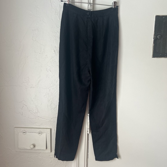 80s vintage designer high waisted linen pants - Picture 3 of 9